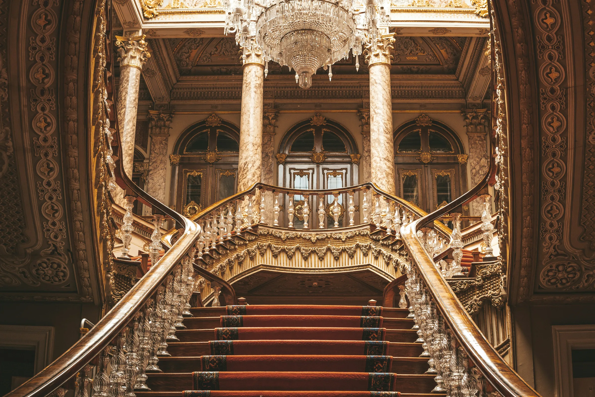 A grand theatre staircase