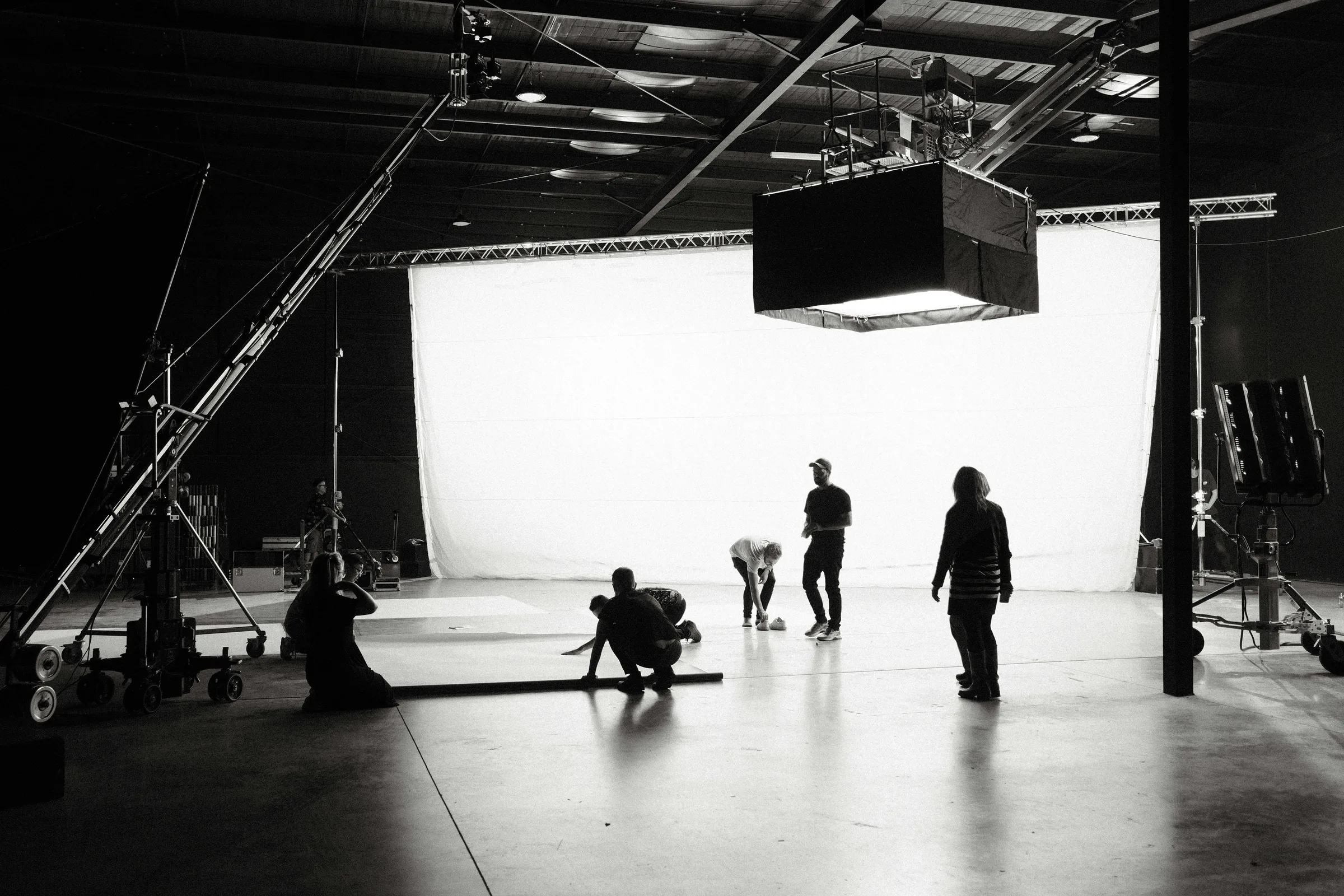 A film studio in black and white