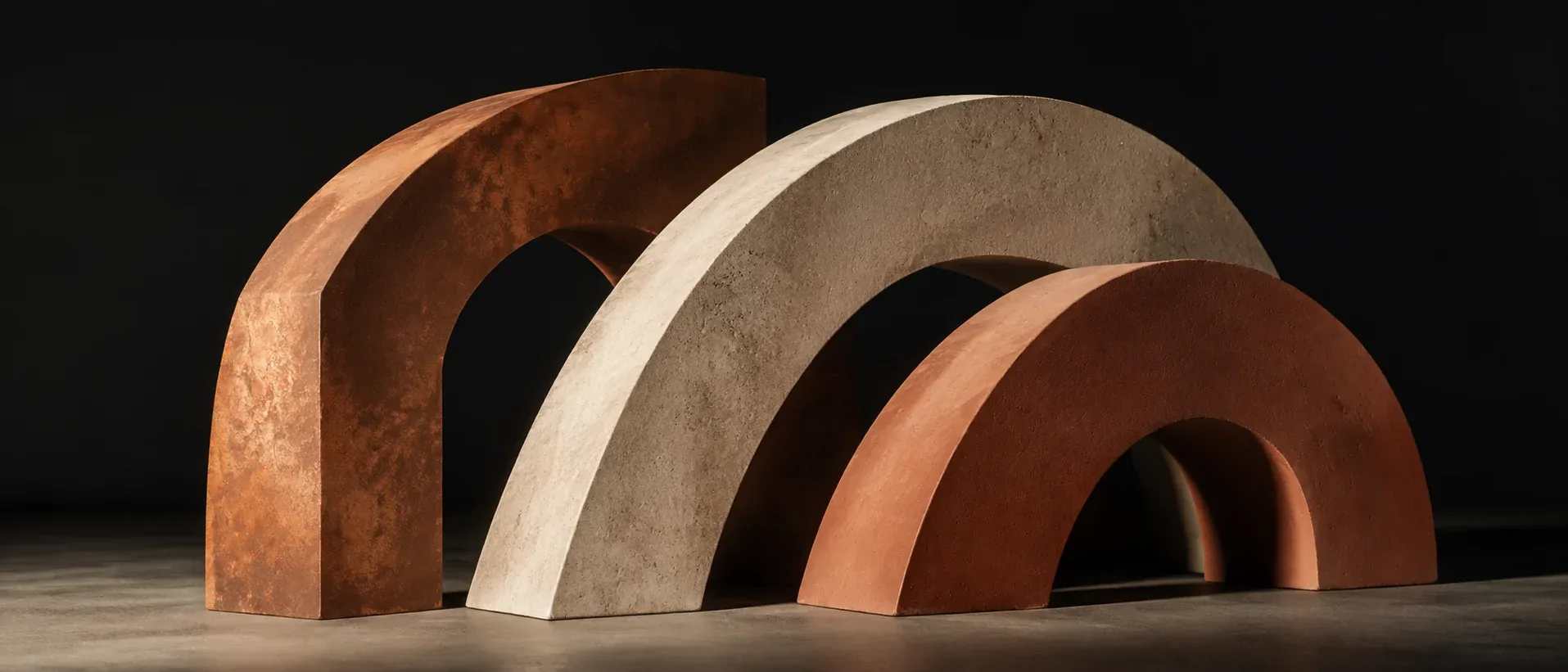 Arcturne studio artwork: three interlocking sculptural arches