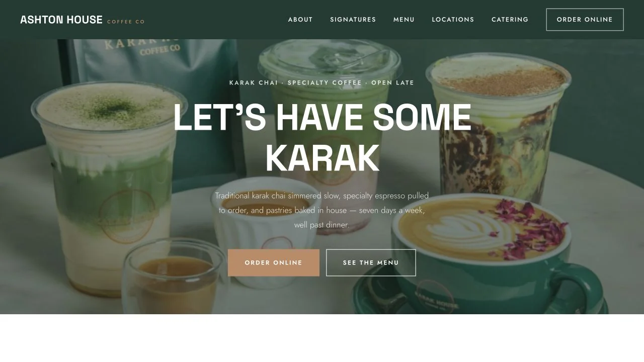 Ashton House Coffee Co website design