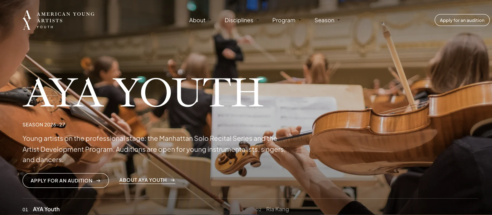 AYA Youth website design